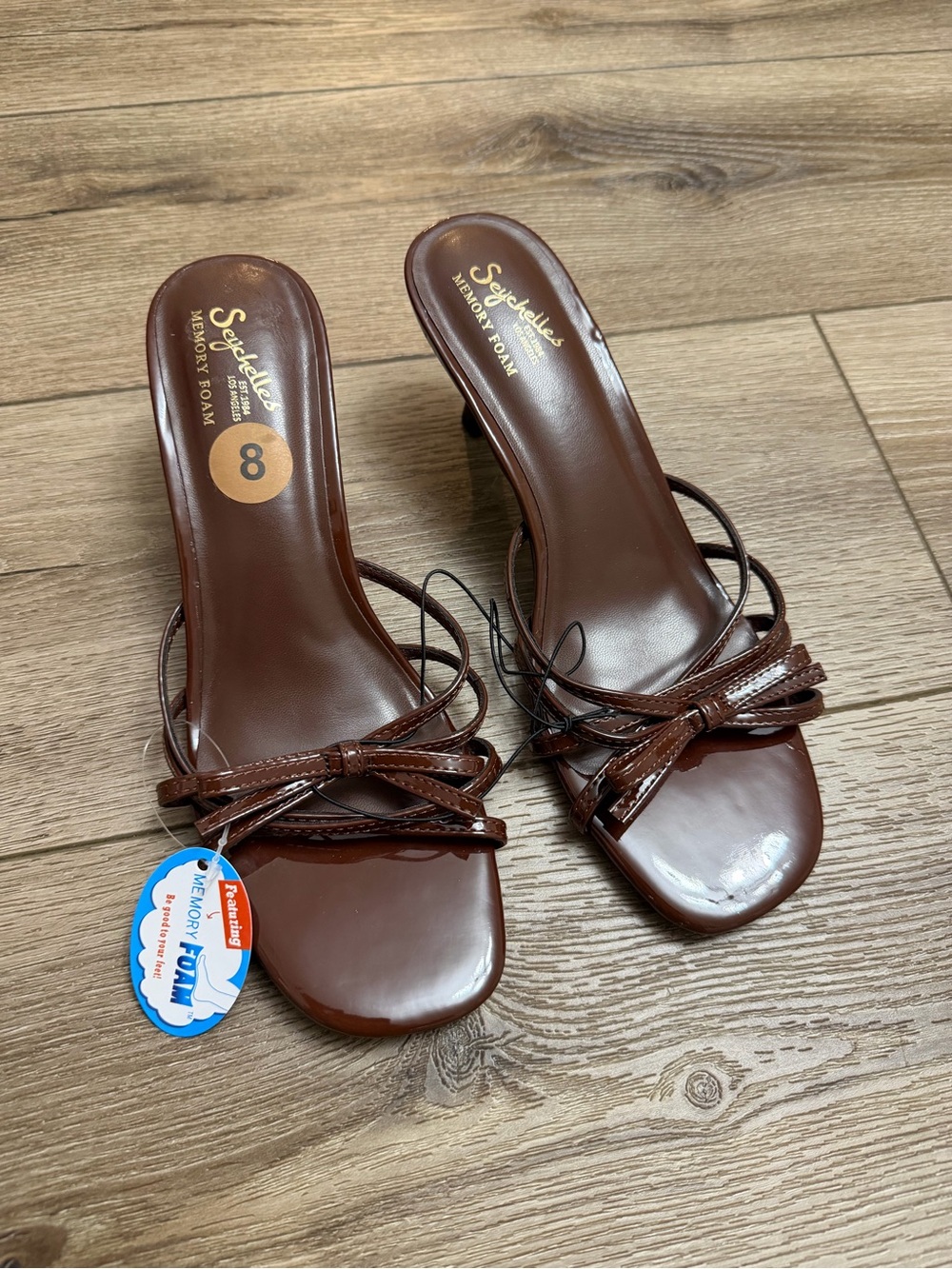 Angels Brown Bow-Strap Slide Sandals